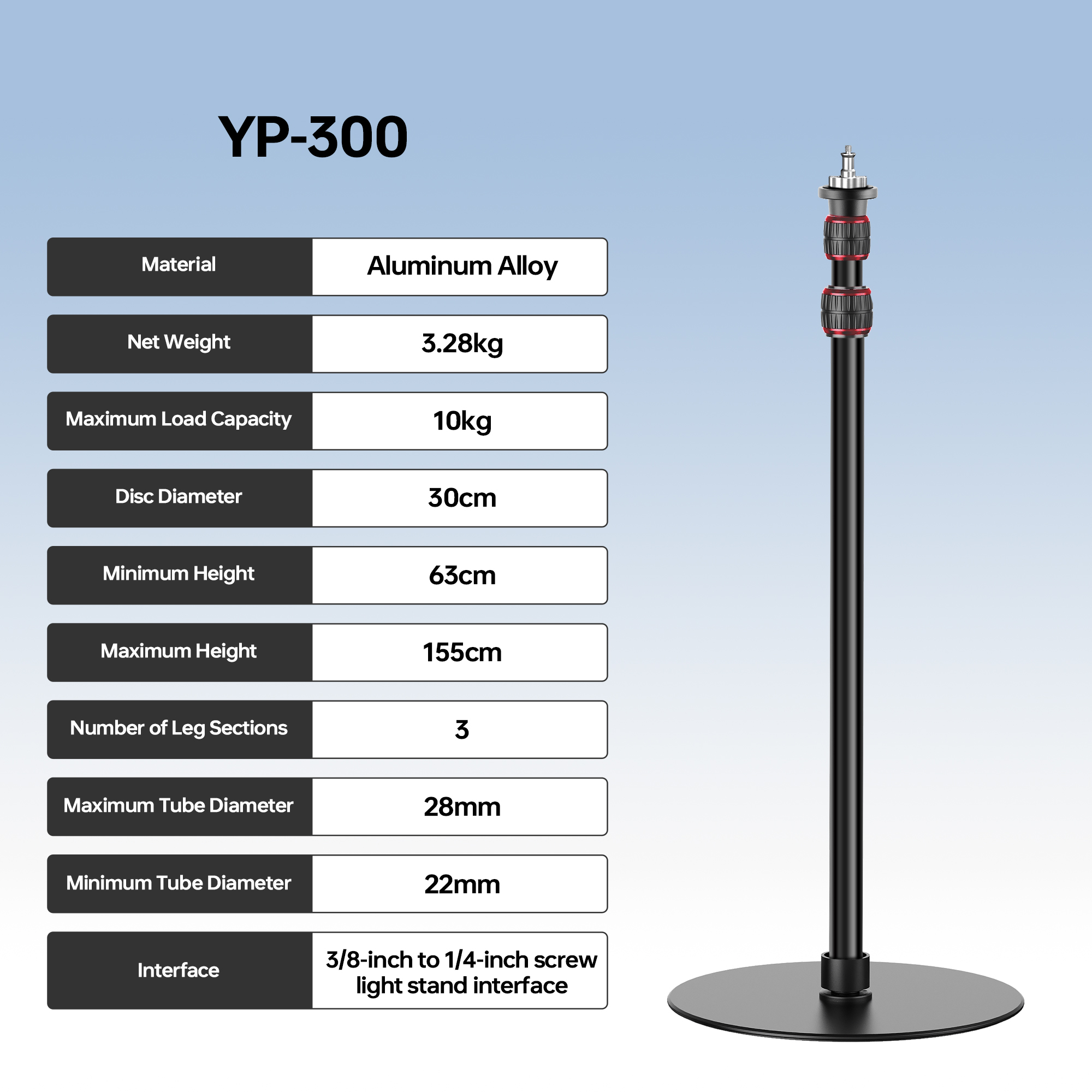 Photography Lighting Softbox - Suporte Monopod de Base Redonda Manbily