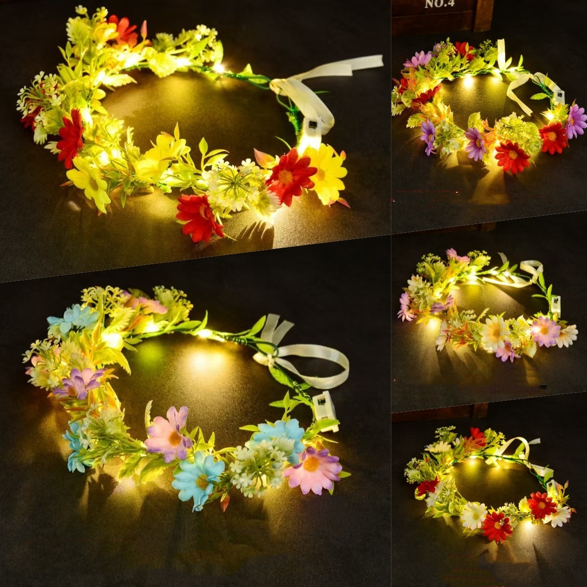 Photography Lighting Devices - Coroa de flores com luzes LED,