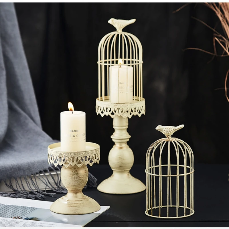 Photography Lighting Home - Castiçal de gaiola vintage esculpido floral,