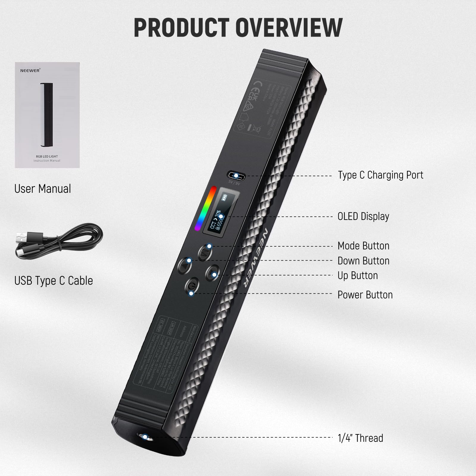 Neewer varinha de luz rgb com  - Photography Lighting Stick avaliação e preço